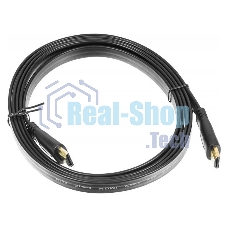 Кабель аудио-видео Buro Flat HDMI (m)/HDMI (m) 2м. черный