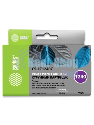 Картридж струйный Cactus CS-LC1240C голубой (12 мл) для Brother MFC-J6510/6910DW