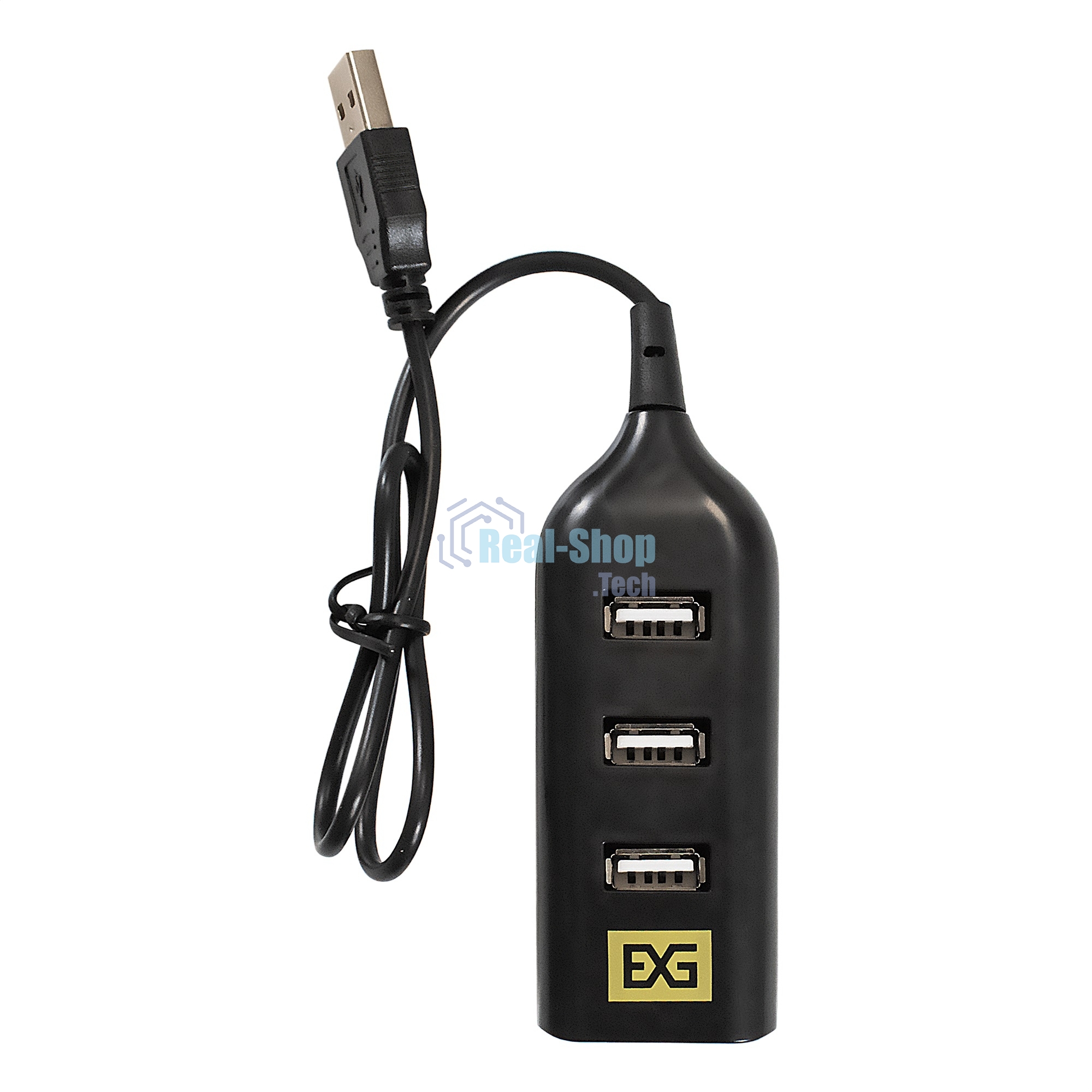 USB-концентратор ExeGate EX293976RUS DUB-42 (кабель-адаптер USB2.0 --> 4xUSB2.0, Plug&Play, черный)