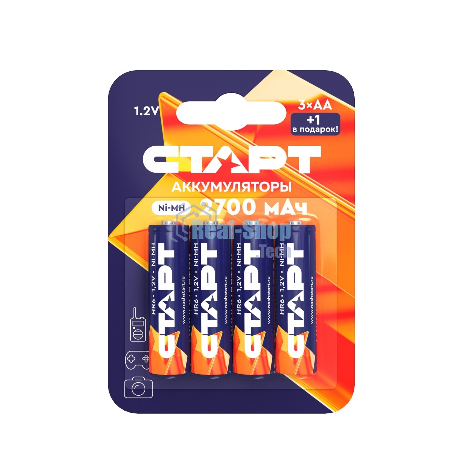 Аккумуляторы СТАРТ HR6 AA 2700mAh Ni-MH BL3+1 48/768, AA, 2700 мАч, 4 шт. в блистере