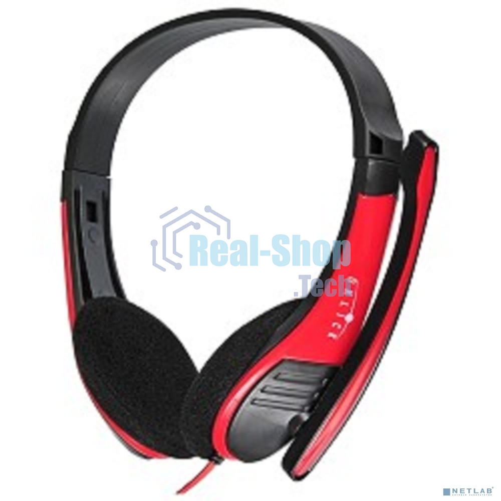 Гарнитура проводная с микрофоном Oklick HS-M150 черный/красный 2.2м накладные (NO-003N)