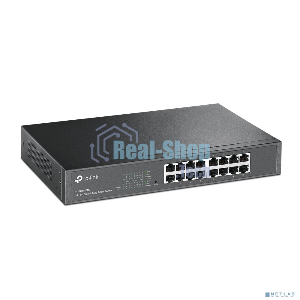 Сетевой коммутатор TP-Link SMB TL-SG1016DE 16-Port Gigabit Easy Smart Switch, 16 10/100/100Mbps RJ45 ports, MTU/Port/Tag-based VLAN, QoS, IGMP Snooping