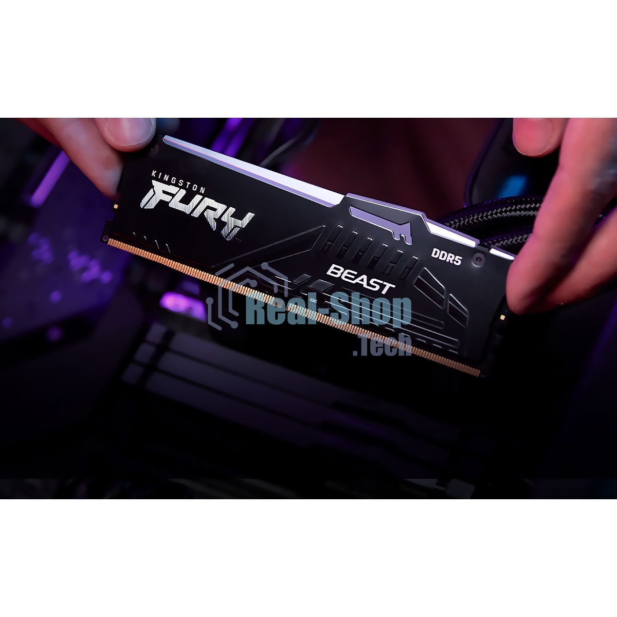 Оперативная память Kingston Fury Beast, DDR5, 64Gb (2x32GB), 5600MHz, CL36, DIMM, радиатор, RGb, черный