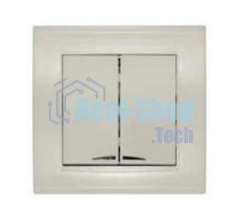 Выключатель 2-кл. СП Бриллиант 10А IP20 с подсветкой сл. кость Universal 7948639