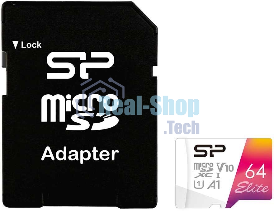 Флеш карта microSD 64Gb Silicon Power Elite A1 microSDXC Class 10 UHS-I U3 100 Mb/s (SD адаптер)