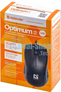 Мышь проводная Defender Optimum MB-160 черный, 1000 dpi, USB, кнопки - 3