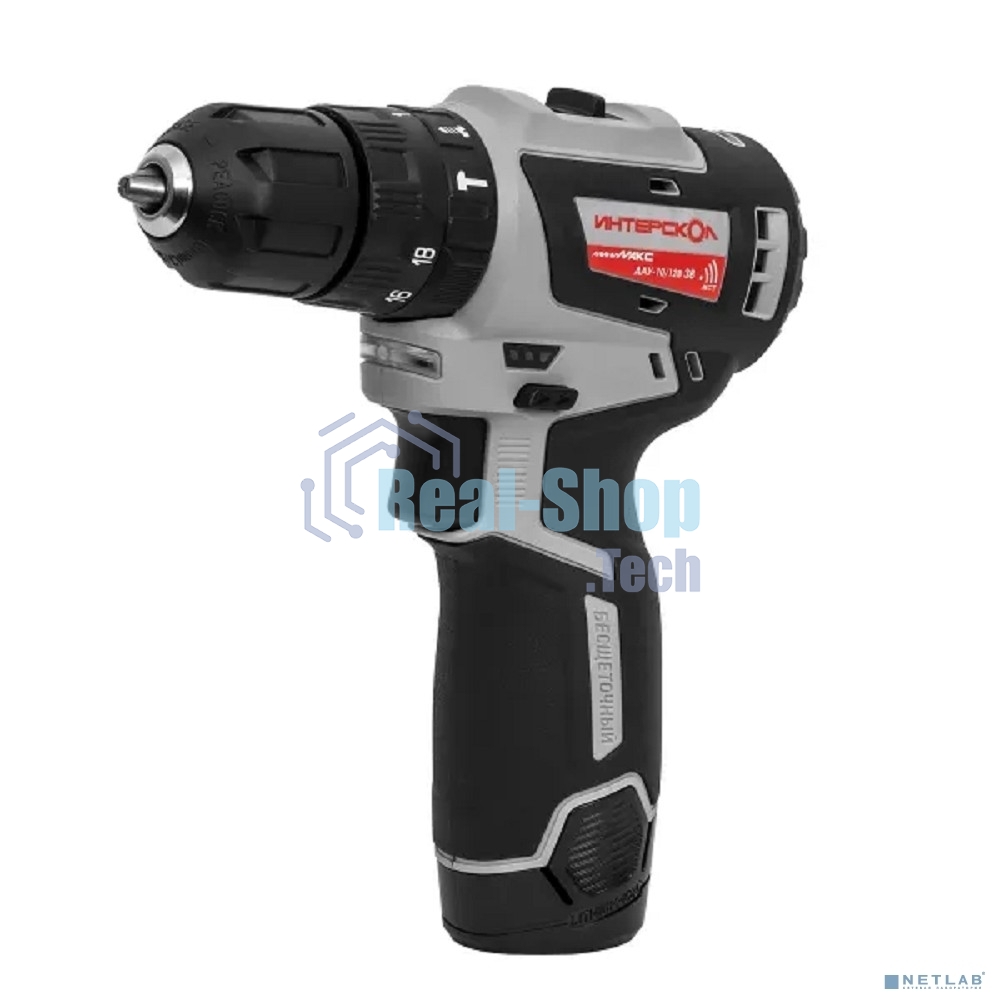 Дрель-шуруповерт аккумуляторная бесщеточная ИНТЕРСКОЛ ДАУ-10/12В 38 МиниМАКС 767.2.2.45 Li-ion, кейс, 2 аккум., 2,5 А·ч, ЗУ