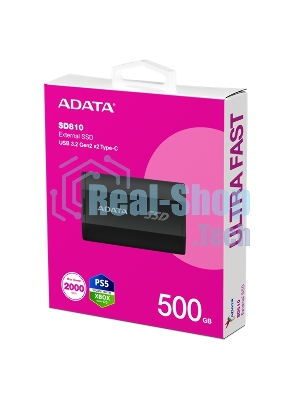 Внешний SSD ADATA SD810, 500 Gb, USB 3.2 Gen 2x2 Type-C, R/W 2000/2000, черный