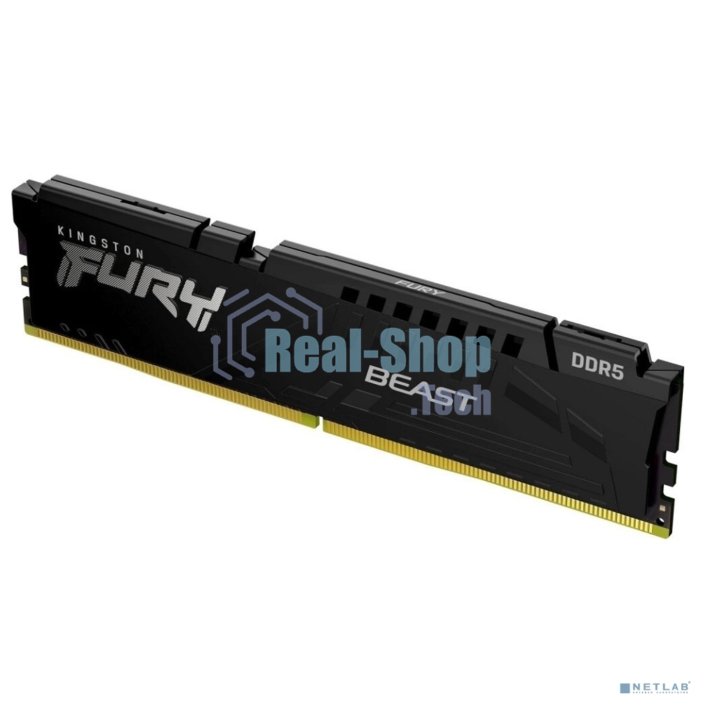Оперативная память Kingston Fury Beast, DDR5, 16Gb (1x16Gb), 6000MHz, CL30, DIMM, с радиатором, черный