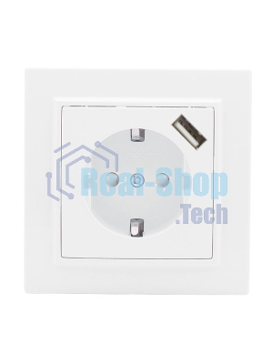 Розетка EKF Минск ERR16-028-100-USB 1-местная СП с/з с защитными шторками 16А белая с USB 1А