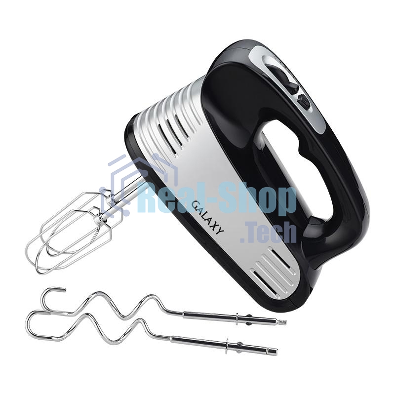 Миксер электрический Galaxy GL 2208, черный с серебристым, ручной, 250 Вт, 5 скоростей + режим 