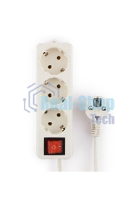 Сетевой фильтр Гарнизон ELB-G3-W-5, 3 евророзетки с выключателем и заземлением, допустимый ток 16А, длина 5 м.