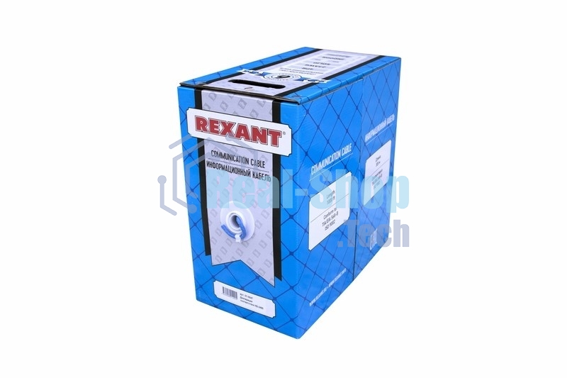 Кабель Rexant витая пара, U/UTP, категория 6, 4 x 2 x 0,57 мм, PVC, внутреннний, синий, 305м