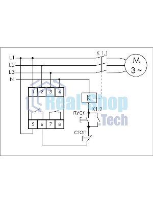 Реле контроля наличия и чередования фаз CKF-BR (монтаж на DIN-рейке 35мм; регулировка порога отключения; регулировка времени отключения; 3х400/230+N 2х8А 1Z 1R IP20) F&F EA04.002.003