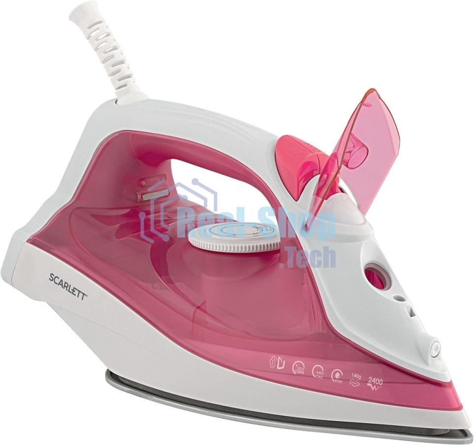 Утюг Scarlett SC-SI30K56 (розовый)Мощность, Вт: 2400; Световой индикатор работы: Да; Регулируемый пар до г/мин: 35; Паровой удар до г/мин: 140; Резервуар для воды, мл: 280; Функция разбрызгивания воды: Да; Терморегулятор: Да; Вертикальное отпаривание: Да;