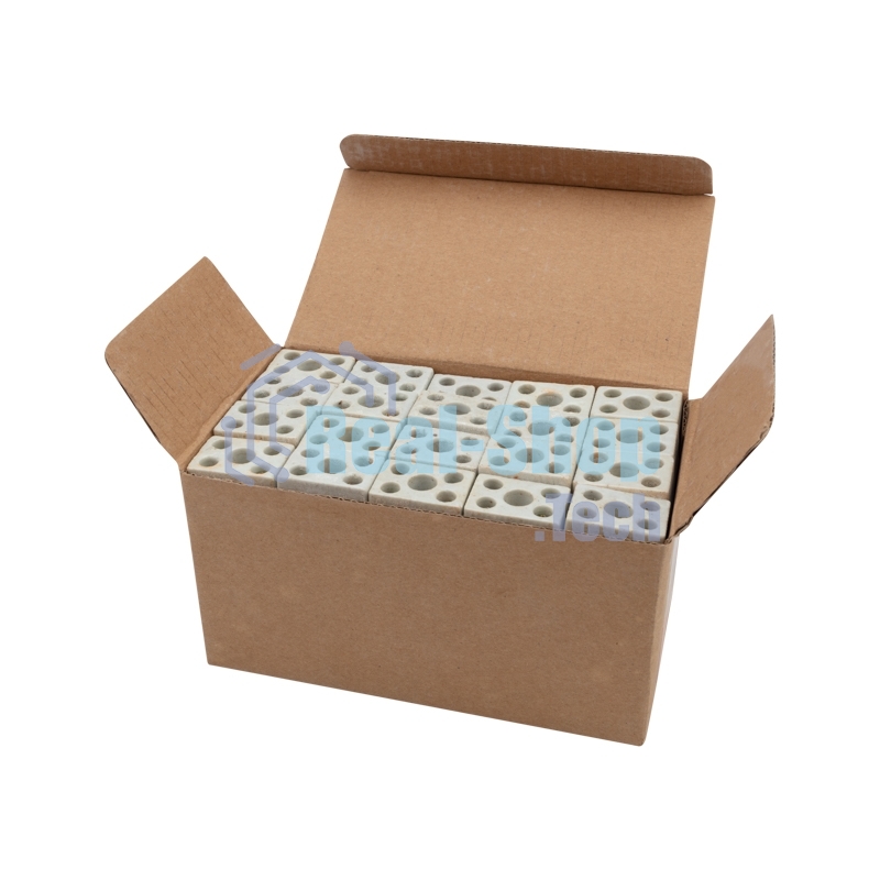 Клемма керамическая винтовая Rexant 4 мм² 2 пары контактов с крепежным отверстием (100 шт./уп.)