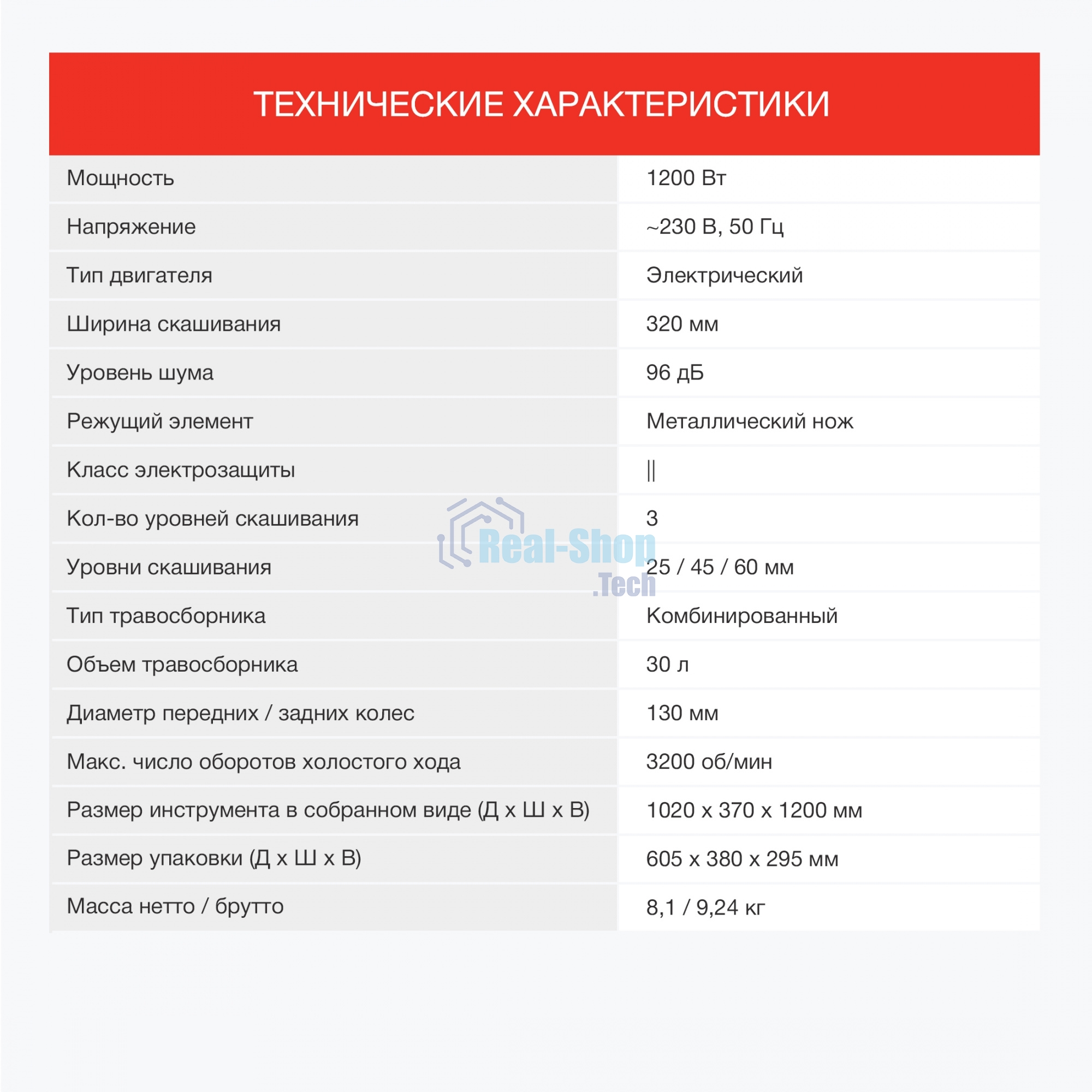 Газонокосилка роторная Starwind ELM-1200 1200Вт