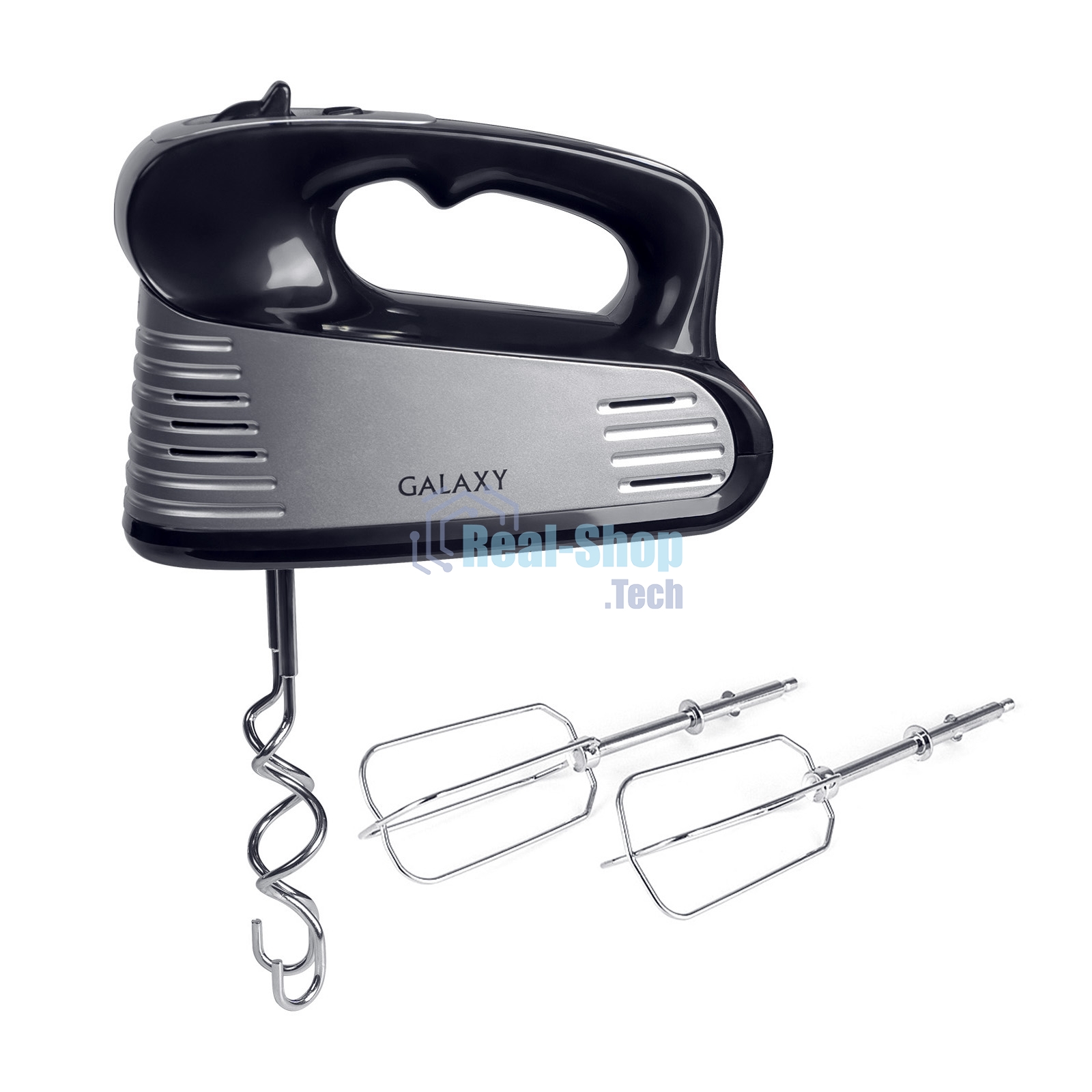 Миксер электрический Galaxy GL 2208, черный с серебристым, ручной, 250 Вт, 5 скоростей + режим 