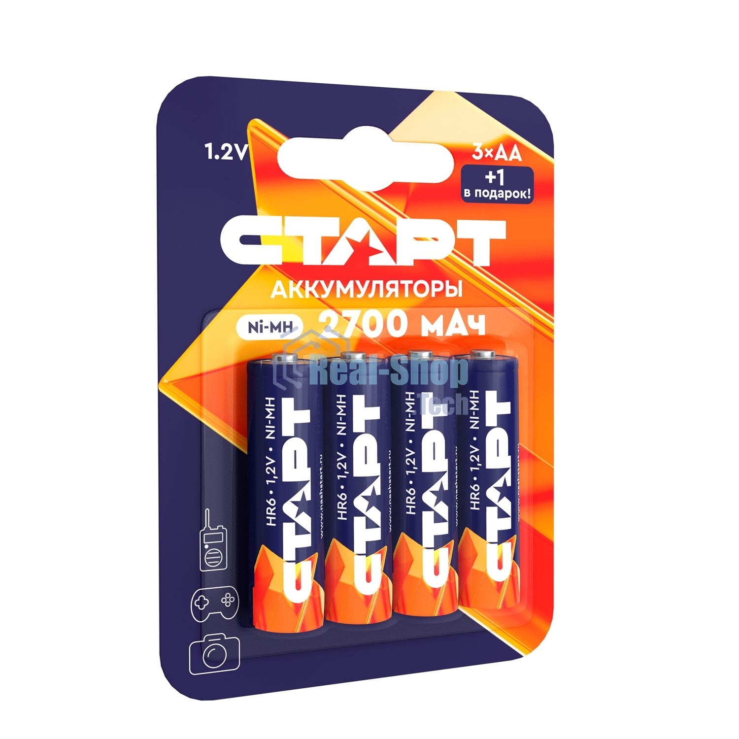 Аккумуляторы СТАРТ HR6 AA 2700mAh Ni-MH BL3+1 48/768, AA, 2700 мАч, 4 шт. в блистере