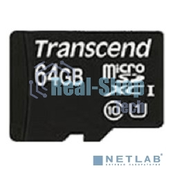 Флеш карта microSDXC 64Gb Class10 Transcend TS64GUSDU1 + adapter