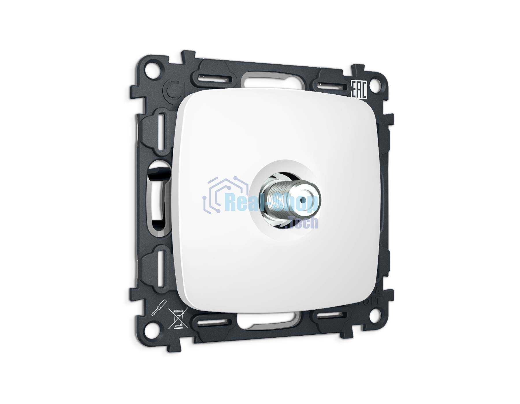 Комплект механизма TV розетки SAT 5-2400MHz 3.5dB OMEGA Белый матовый QUANT (OP1330, VM215) MO133050