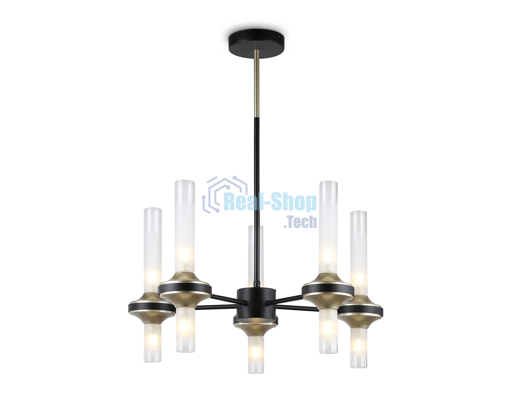 Люстра Ambrella light LH55351/10 BK/CGD/CL черный/золото/прозрачный G9/10 max 30W D550*690