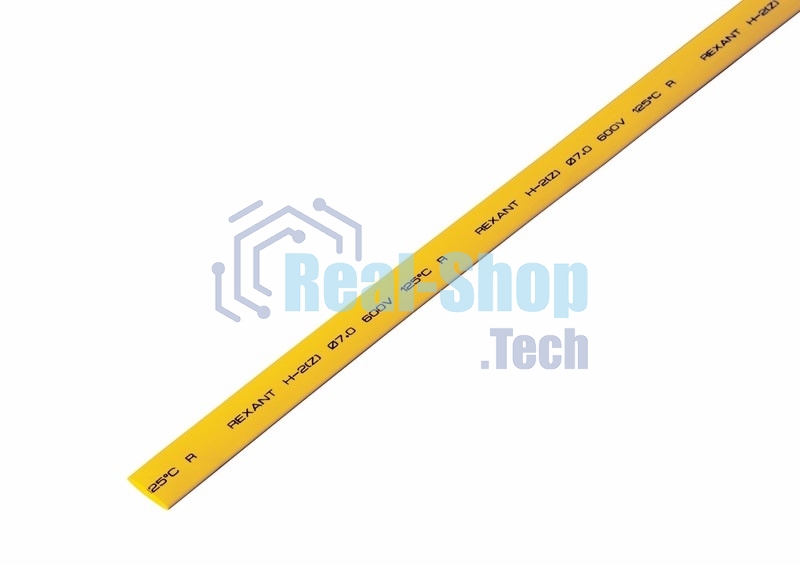 Термоусаживаемая трубка Rexant 7,0/3,5 мм, желтая, упаковка 50 шт. по 1 м