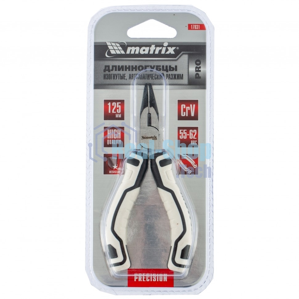 Длинногубцы Matrix Mini, 125 мм изогнутые, авторазжим, PRO