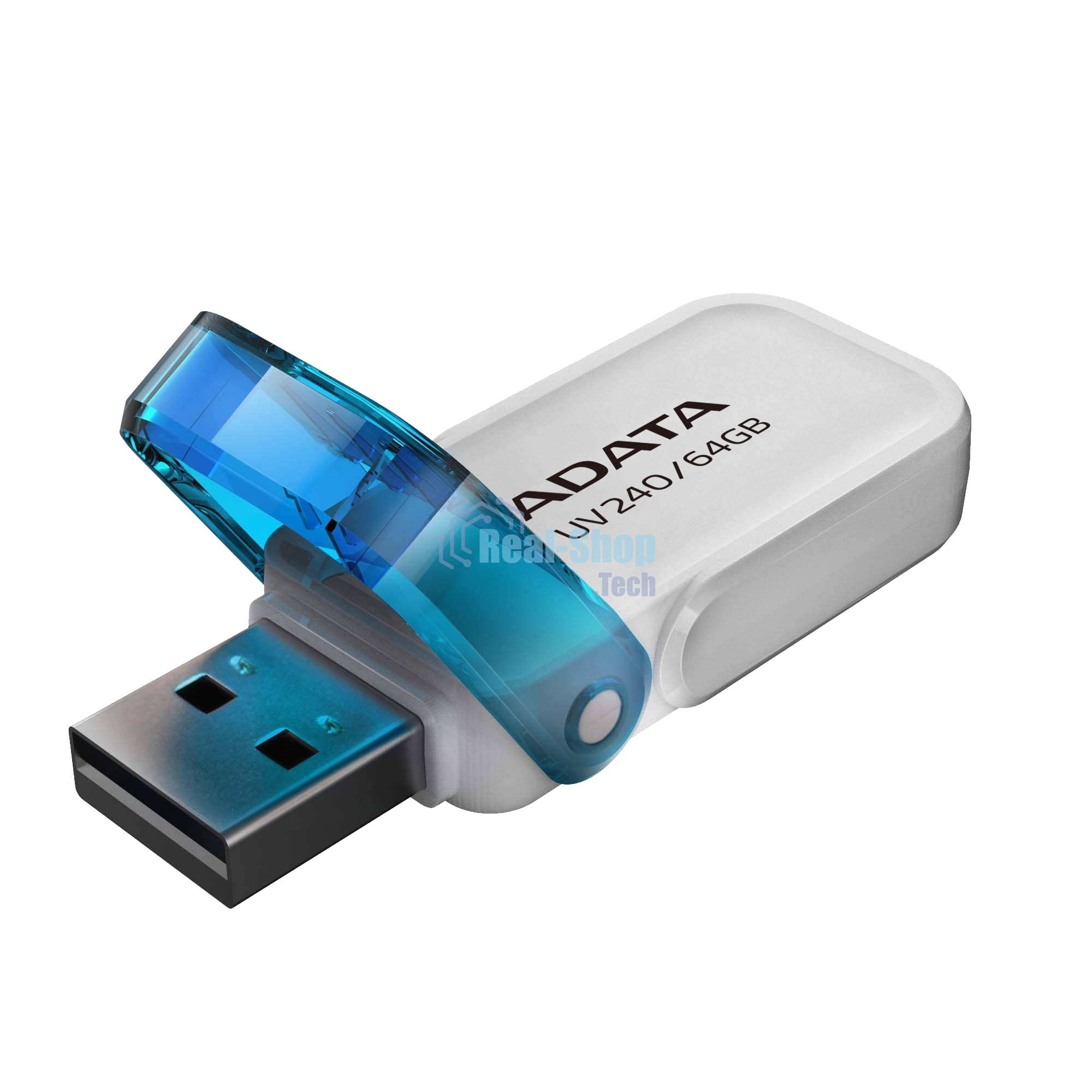 Флешка USB ADATA UV240 (AUV240-64G-RWH), 64Gb, USB 2.0, R/W 15/5, белый/синий