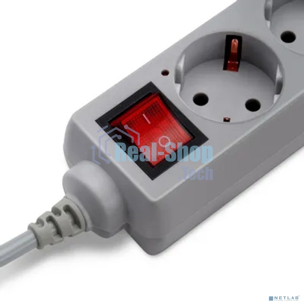 Сетевой фильтр Buro 500SL-3-G 3 м (5 розеток) серый (пакет ПЭ)