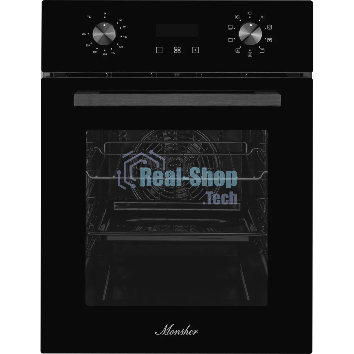 Духовой шкаф электрический Monsher MOE 4592 Noir ширина 45 см, High-Tech, 50 л, гидролизная очистка, 9 режимов, черный