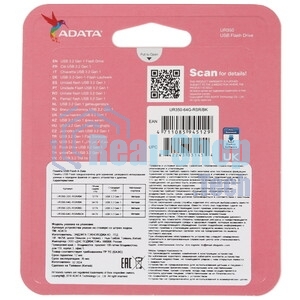 Флешка USB ADATA UR350 (UR350-64G-RSR/BK), 64Gb, USB 3.2, R/W 100/15, серебристый/черный