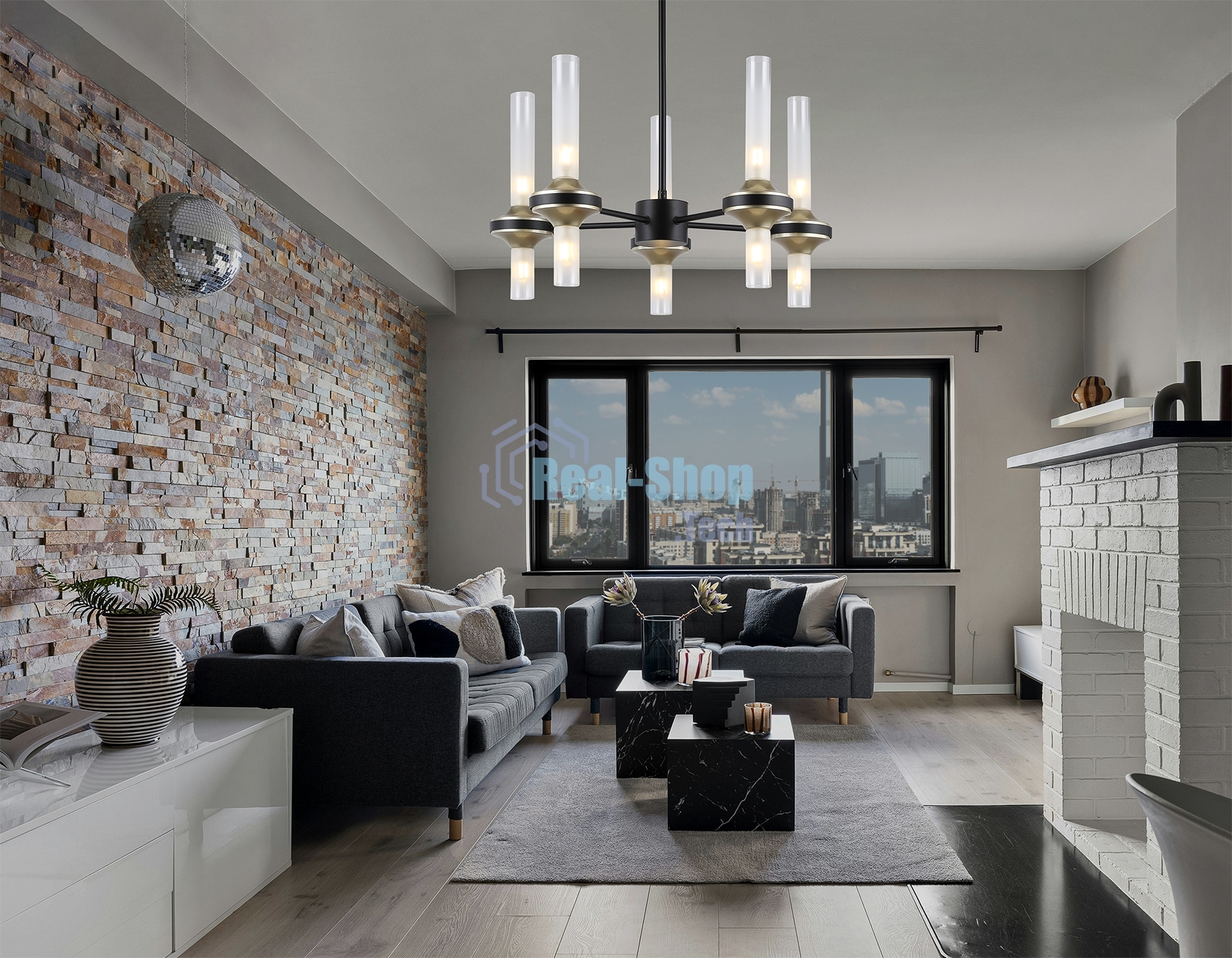 Люстра Ambrella light LH55351/10 BK/CGD/CL черный/золото/прозрачный G9/10 max 30W D550*690