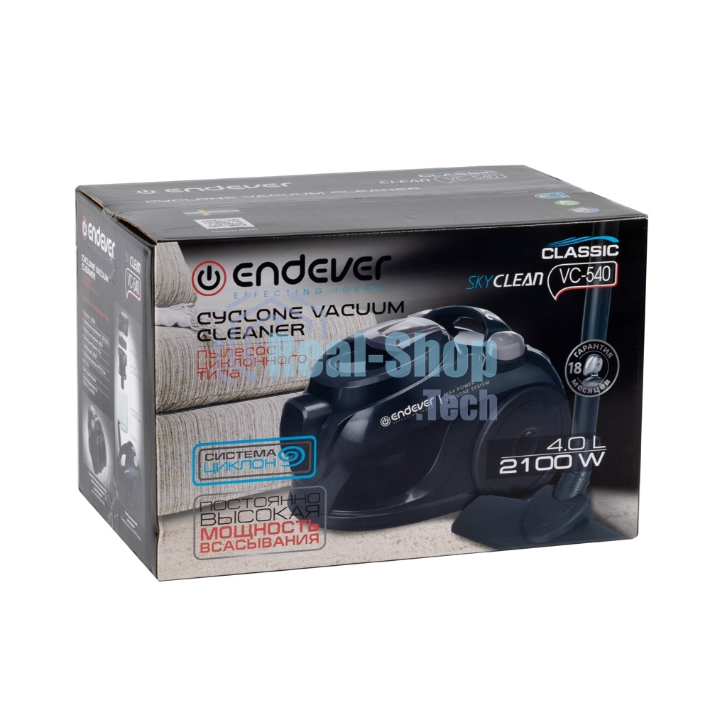 Пылесос Endever Skyclean VC-540 черный/серый, 400/2100 Вт, уборка сухая, пылесборник контейнер 4 л
