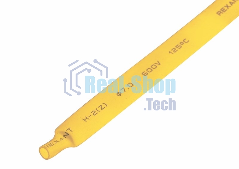 Термоусаживаемая трубка Rexant 7,0/3,5 мм, желтая, упаковка 50 шт. по 1 м