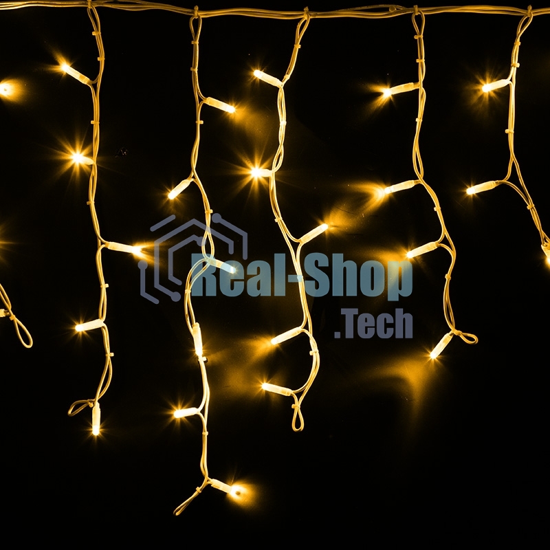 Гирлянда Neon-night Айсикл (бахрома) светодиодный, 4,0 х 0,6 м, белый провод каучук, 230 В, диоды желтые, 128 LED