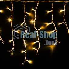 Гирлянда Neon-night Айсикл (бахрома) светодиодный, 4,0 х 0,6 м, белый провод каучук, 230 В, диоды желтые, 128 LED