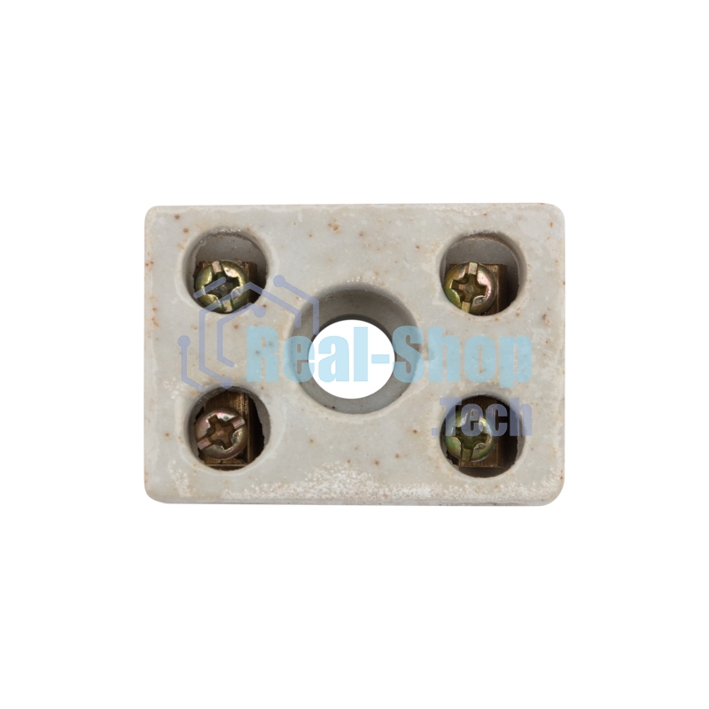 Клемма керамическая винтовая Rexant 4 мм² 2 пары контактов с крепежным отверстием (100 шт./уп.)