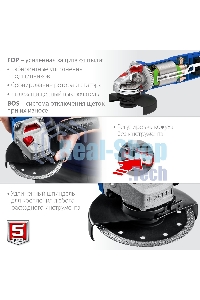 Угловая шлифовальная машина Зубр 125 мм, 1500 Вт, регулировка оборотов, серия Профессионал.