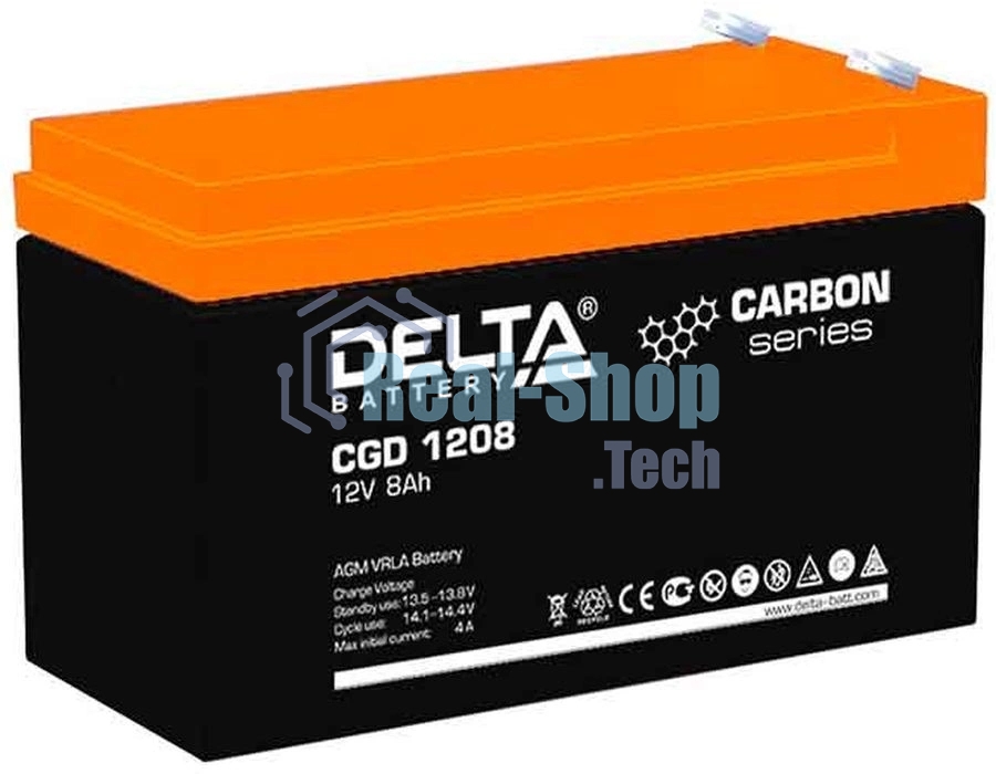 Аккумуляторная батарея Delta CGD 1208 напряжение 12В, емкость 8А·ч (151x65x100мм)