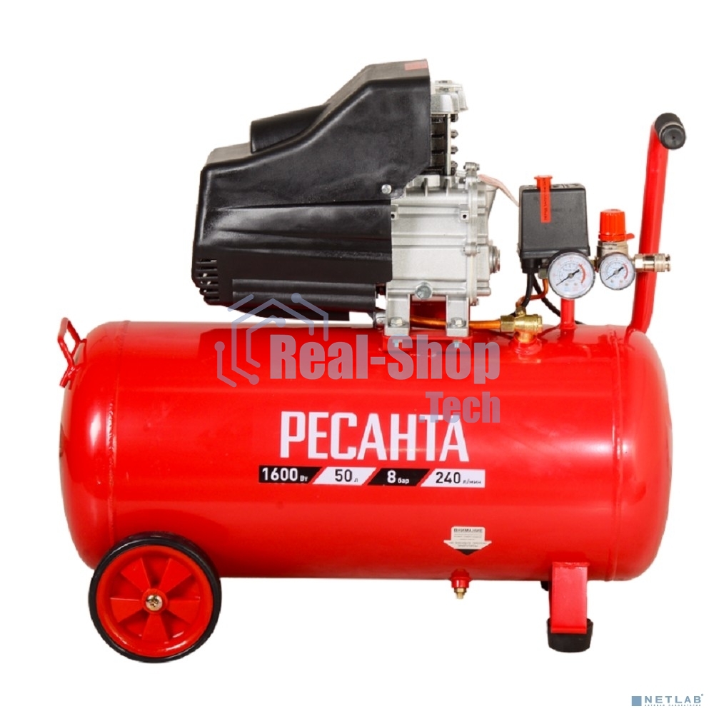 Компрессор поршневой Ресанта КП-50/300М масляный 300л/мин 50л 2000Вт красный/черный