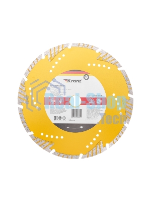 Диск алмазный отрезной Kranz Turbo сегментный с защитными секторами, 230х22,2x10мм