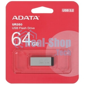 Флешка USB ADATA UR350 (UR350-64G-RSR/BK), 64Gb, USB 3.2, R/W 100/15, серебристый/черный