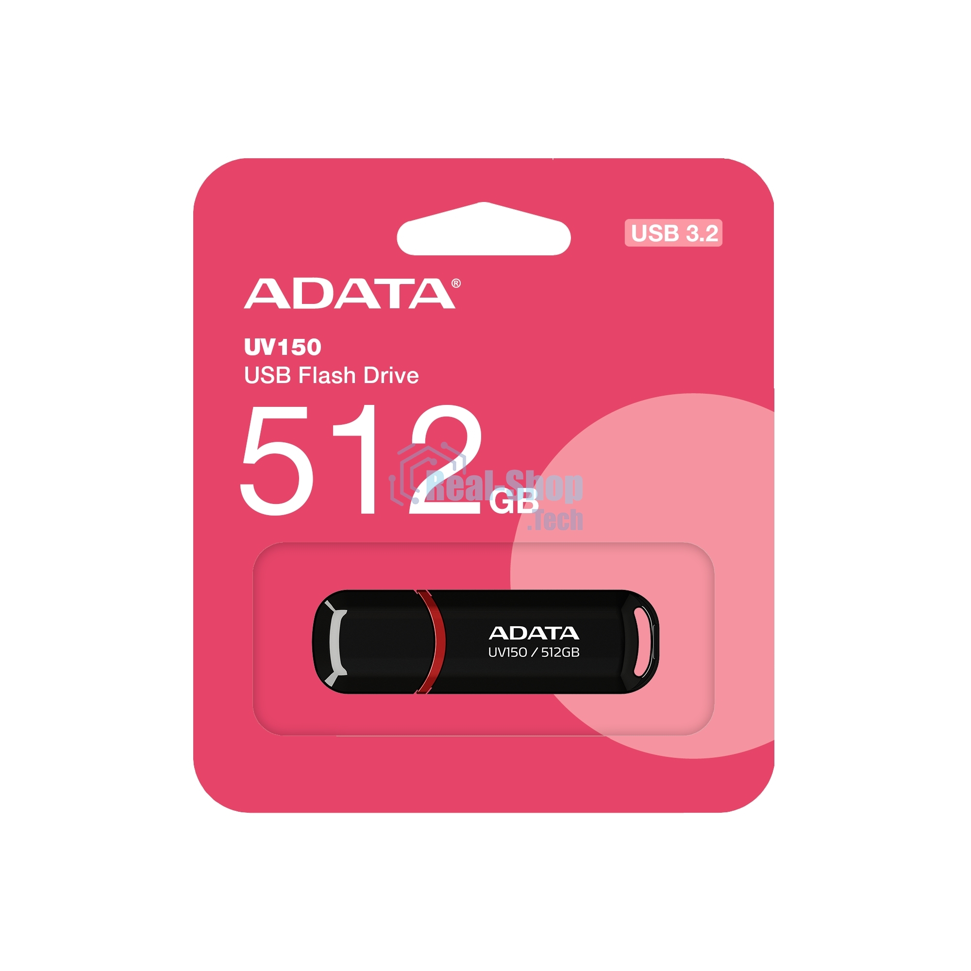 Флешка USB ADATA UV150 (AUV150-512G-RBK), 512Gb, USB 3.2, R/W 100/30, черный