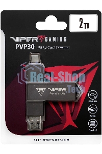 Внешний SSD Patriot Viper, 2TB, USB 3.2 Gen 2 Type-A/Type-C, R/W 1000/1000, черный