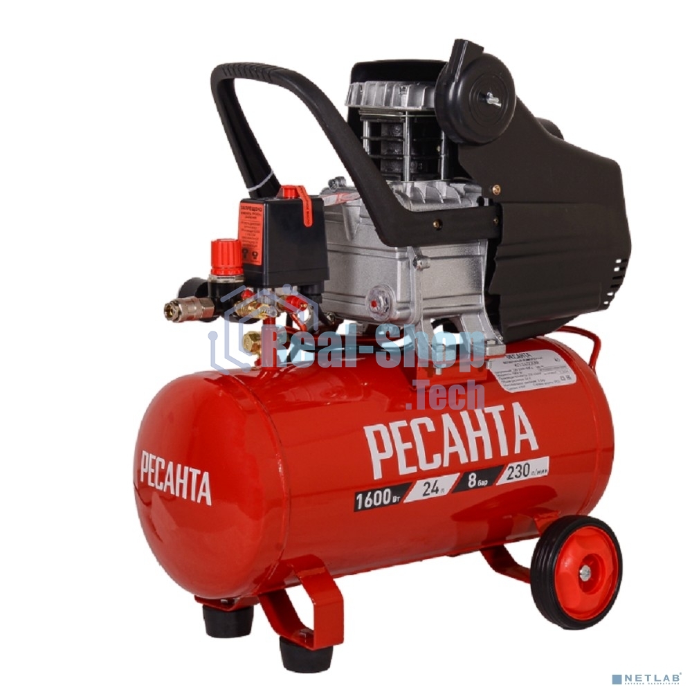 Компрессор поршневой Ресанта КП-24/230М масляный 230л/мин 24л 1600Вт красный/черный