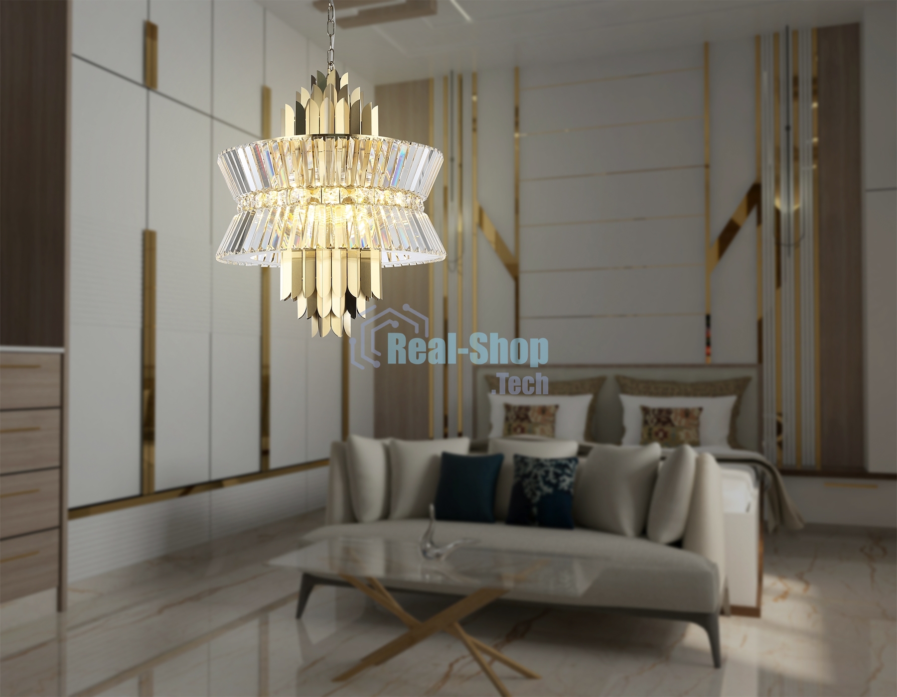 Люстра Ambrella light LH41017/12 BS/CL латунь/прозрачный E14*12 max 40W D560*660