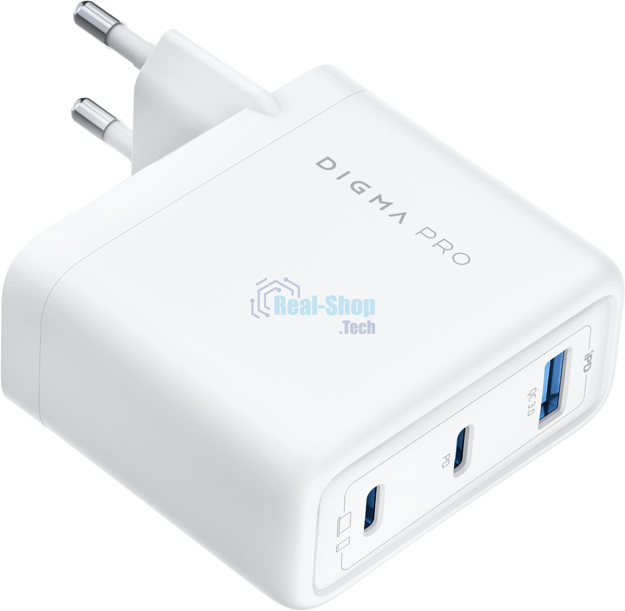 Сетевое зарядное устройство Digma Pro DPW10C 100W 5A (PD+QC) 2хUSB-C/USB-A универсальное белый (DPW1С0G012WH)
