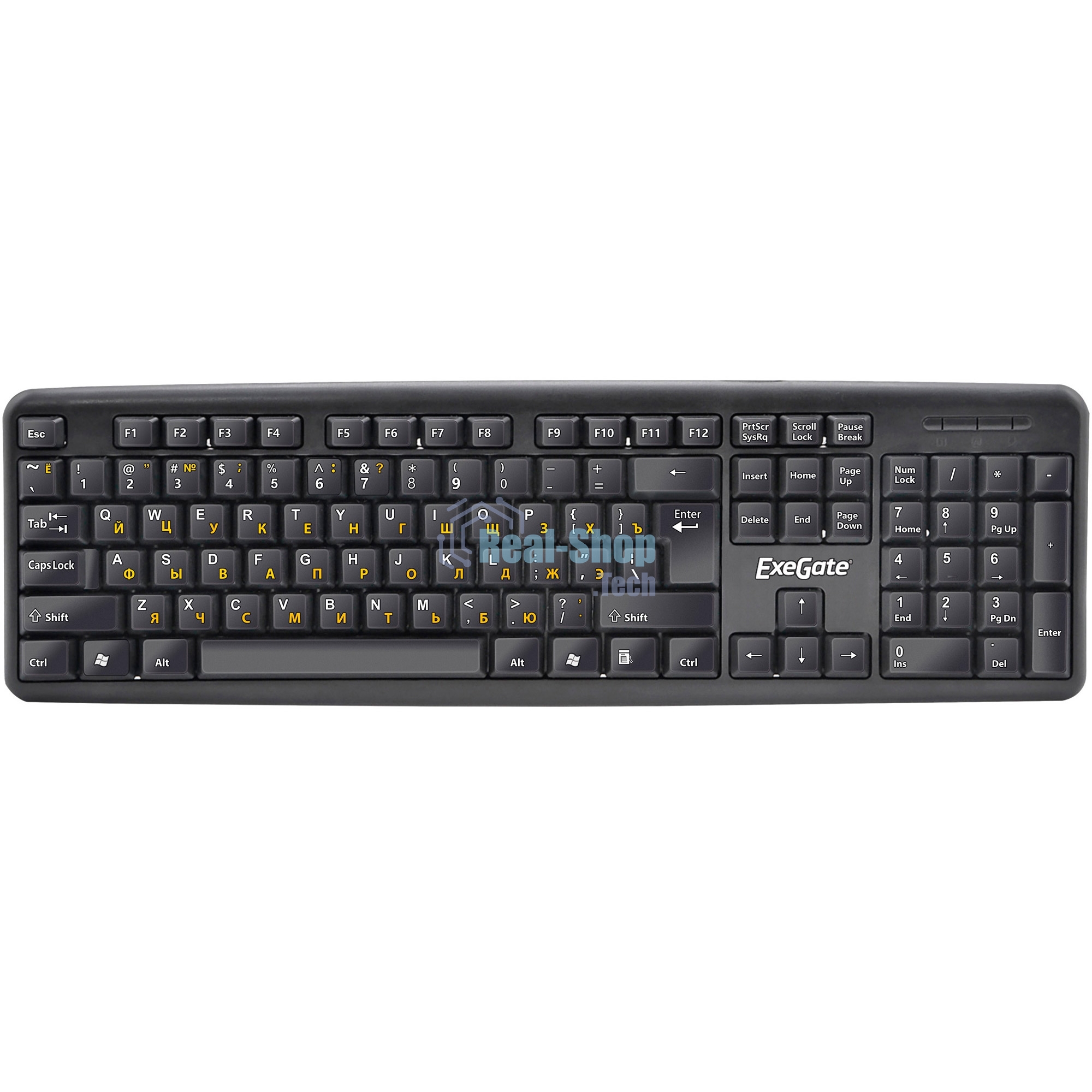 Клавиатура проводная ExeGate Professional Standard LY-331L2 (USB, полноразмерная, влагозащищенная, 104кл., Enter большой, длина кабеля 2,2м, черная, Color Box)