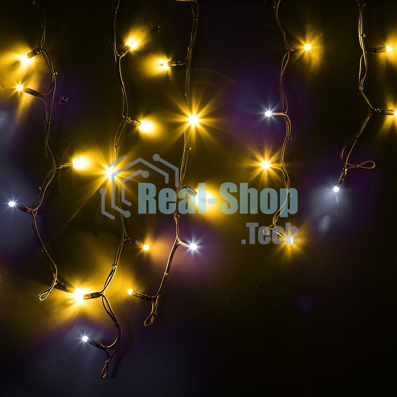 Гирлянда Neon-night Айсикл (бахрома) светодиодный, 4,0 х 0,6 м, с эффектом мерцания, черный провод каучук, 230 В, диоды желтые,
